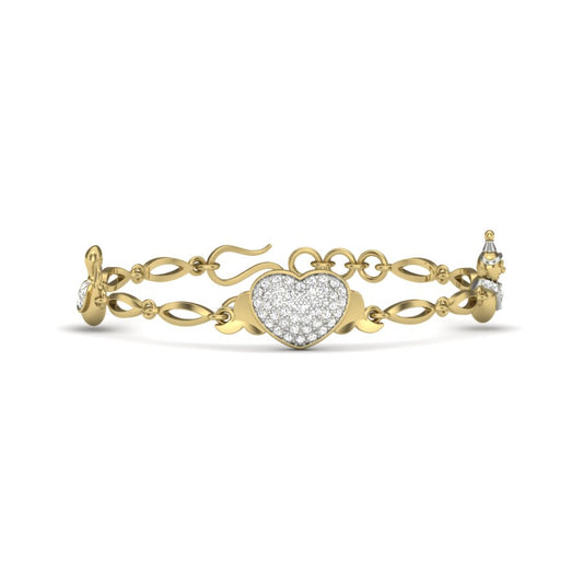 Heart-Shaped Gold Bracelet with Diamonds