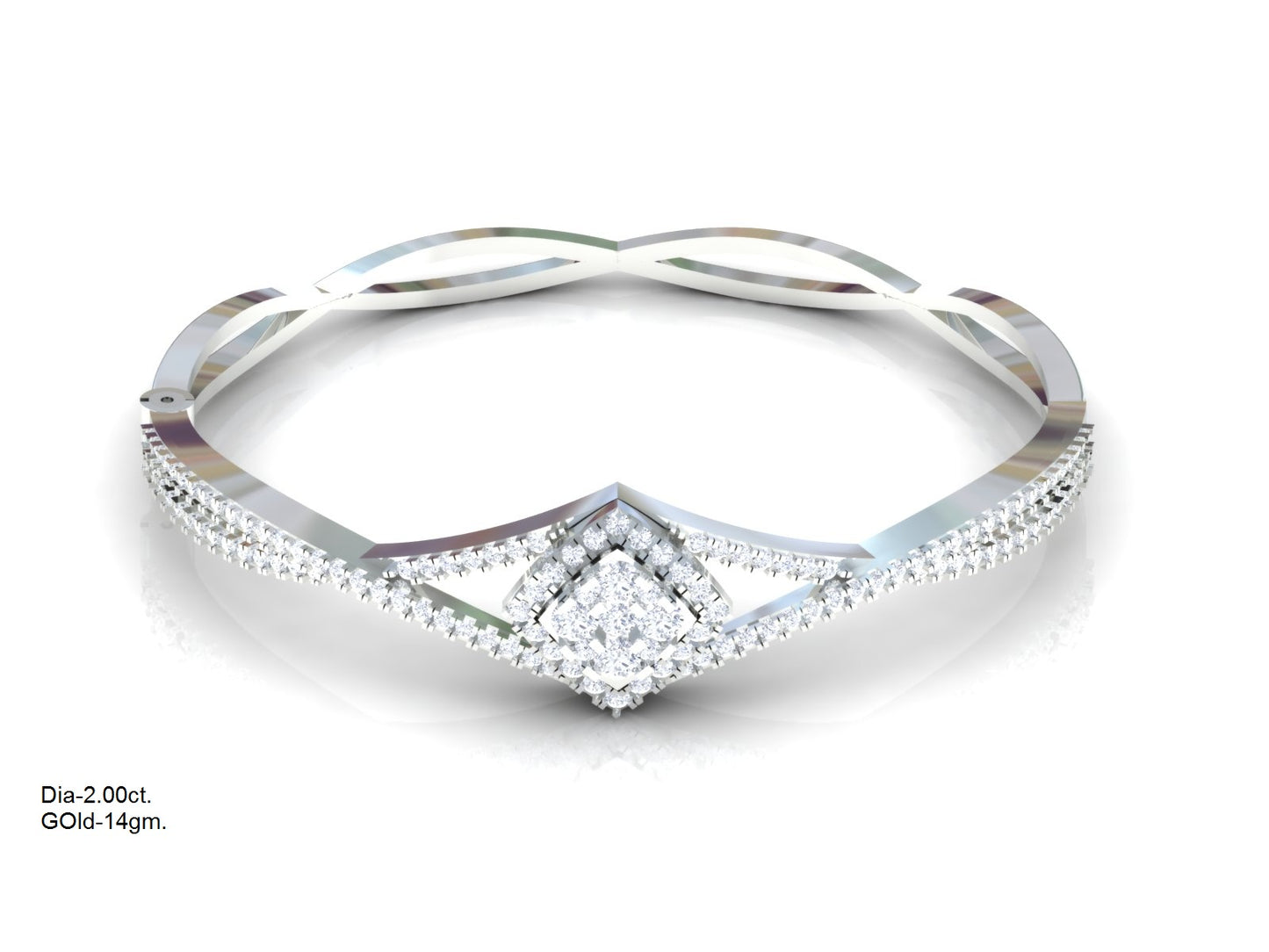 Silver Diamond Bangle with 2 Carats Diamonds